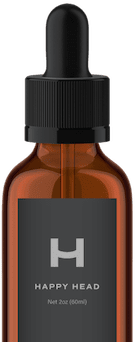 Happy Head formula bottle of topical Finasteride for hair loss and hair growth